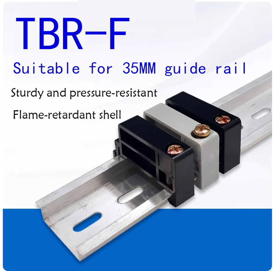 

TBR-F DIN Rail Terminal Block for Home Appliance DIN Rail Mount Terminal Blocks End Stopper Screw Type Clamp Black/Grey 10PCS
