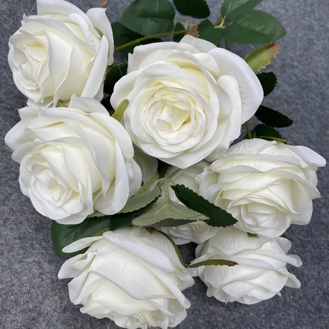 Artificial Flowers Simulation 9 Head Rose Bouquet Wedding Wedding Decoration Artificial Flowers Photography Arrangement Props 5