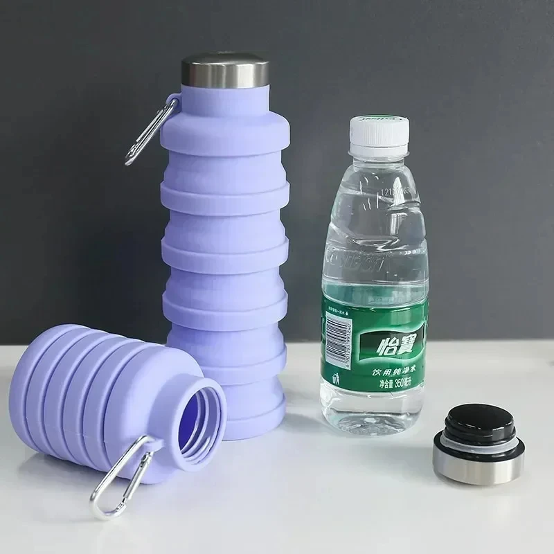 Collapsible Water Bottle, Reuseable BPA Free Silicone Foldable Bottles Portable Hiking Cup For Outdoor Mountaineering Tours view 4