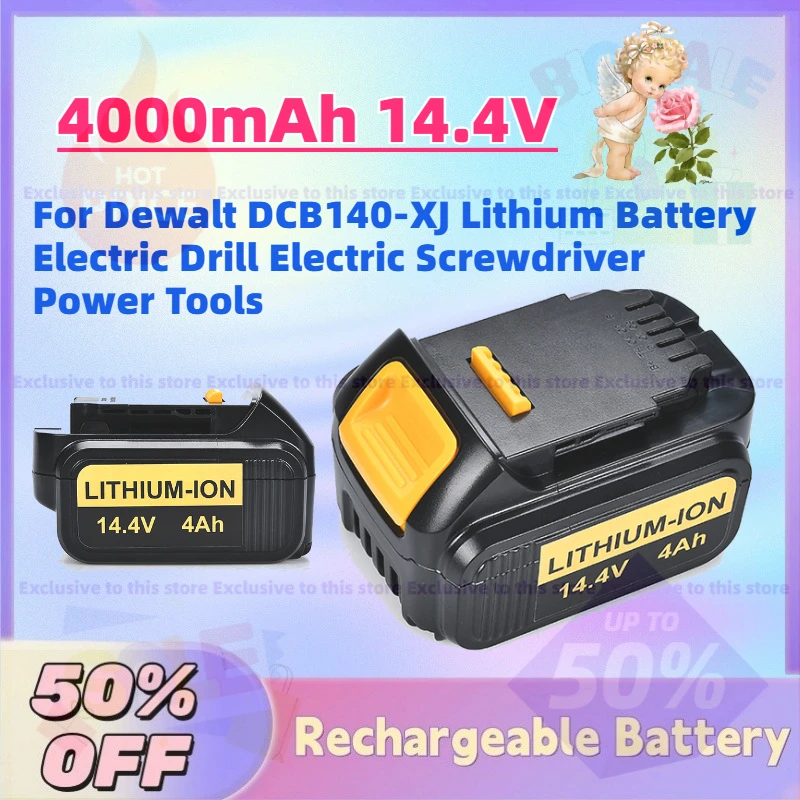 

In Stock 4000mAh 14.4V Rechargeable Battery for Dewalt DCB140-XJ Lithium Battery Electric Drill Electric Screwdriver Power Tools