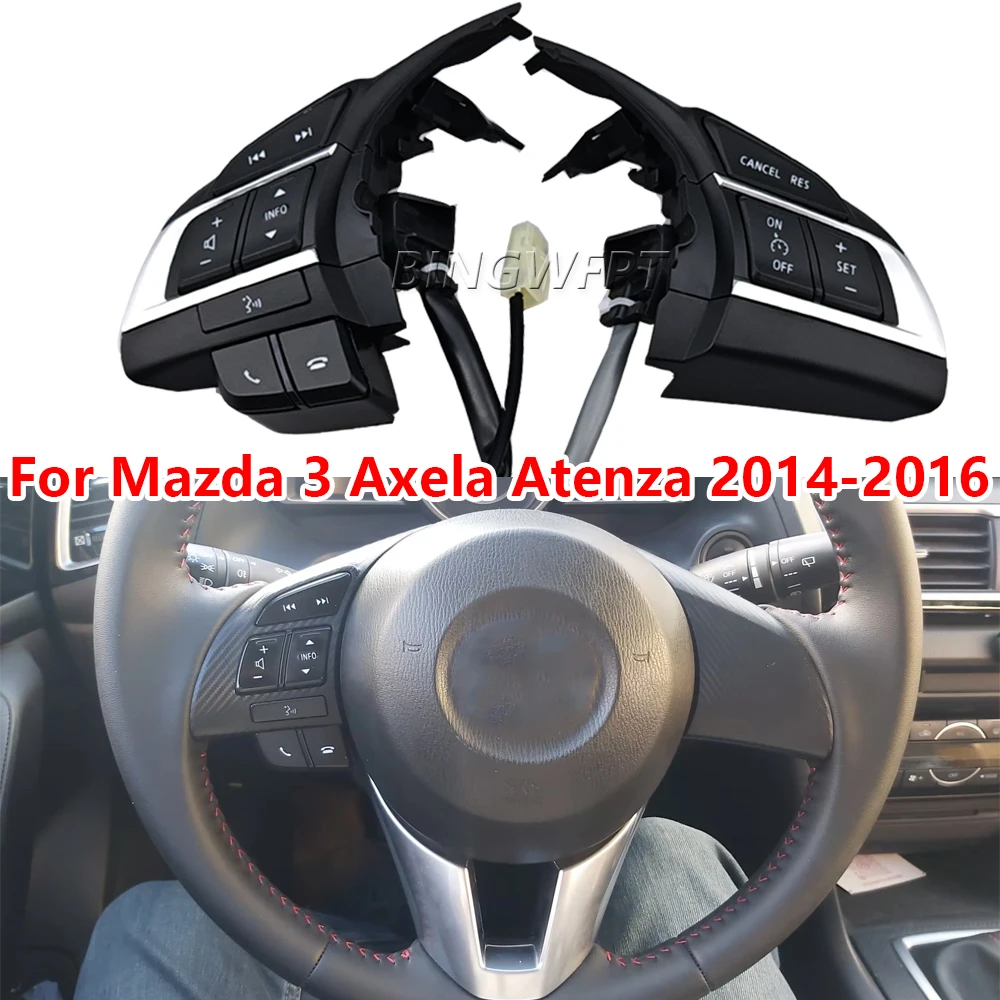 Multifunctional Car Cruise Control Switch with Audio Mute and Hand-free Function For Mazda 3 Axela Atenza 2014 2015 2016