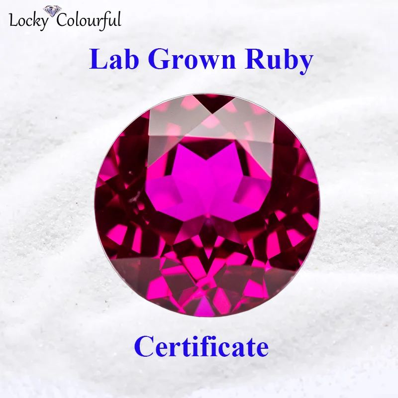 

Lab Grown Ruby Round Shape Rubellite Color Top Quality Charm Beads for Diy Jewelry Making Materials Selectable AGL Certificate