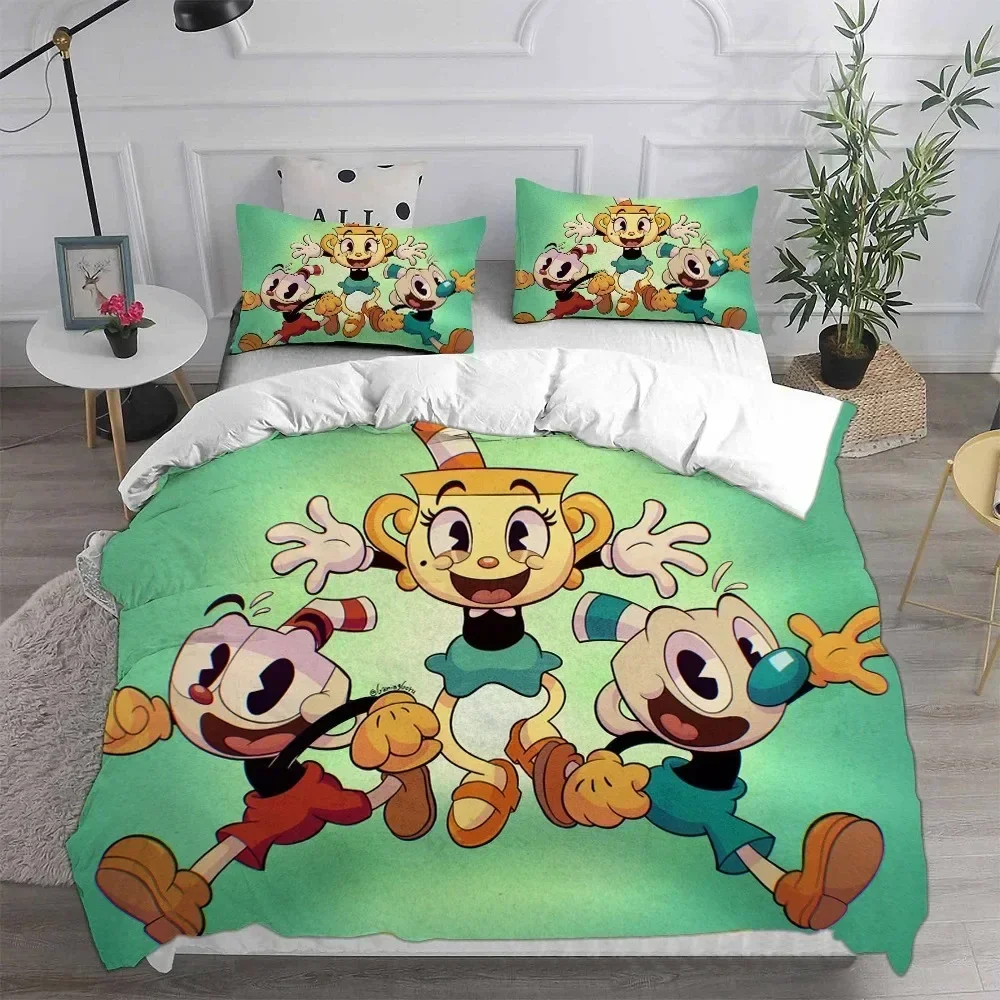 

Home Textiles Cartoon Cuphead Bedding Set Duvet Cover Sheet Printed Bed Set Pillowcase Full Queen King Size Comforter Bedroom