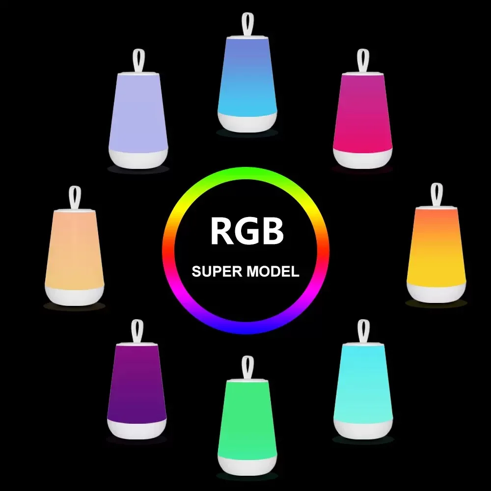 المحمولة LED الجدول مصباح عكس الضوء قابلة للشحن ضوء الليل الدافئة الأبيض و RGB مقاومة للماء فانوس معلق f/فناء حديقة التخييم