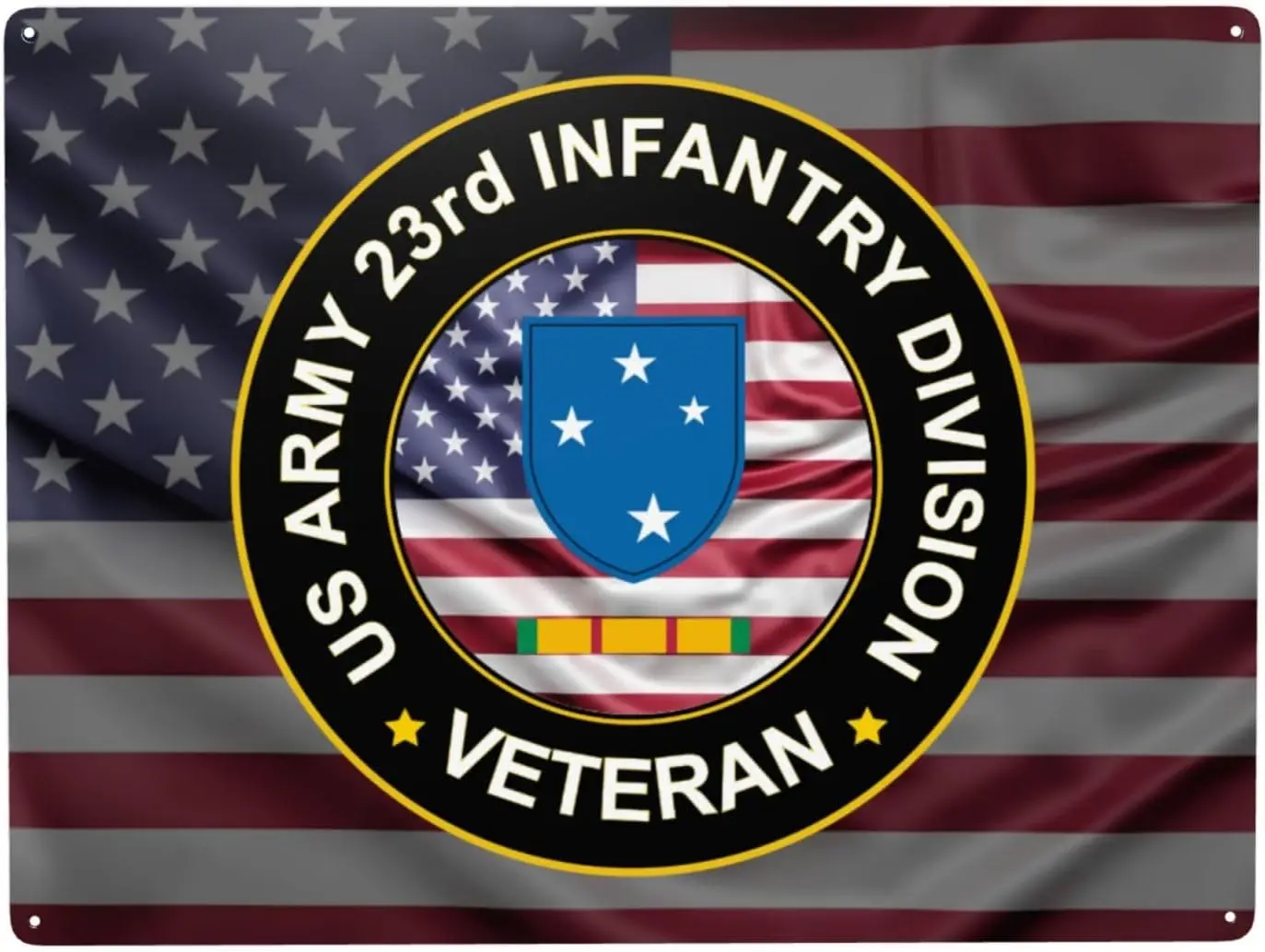 US Army 23rd Infantry Division Vietnam Service Combat Veteran Unique Metal Sign Decor - 12 X 16 Inch: Elevate Your Home, Street,