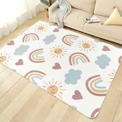 Cute Rainbow Kids Crawling Carpet Large Area Carpets for Living Room Children Bedroom Decoration Cloakroom Non-slip Floor Mat