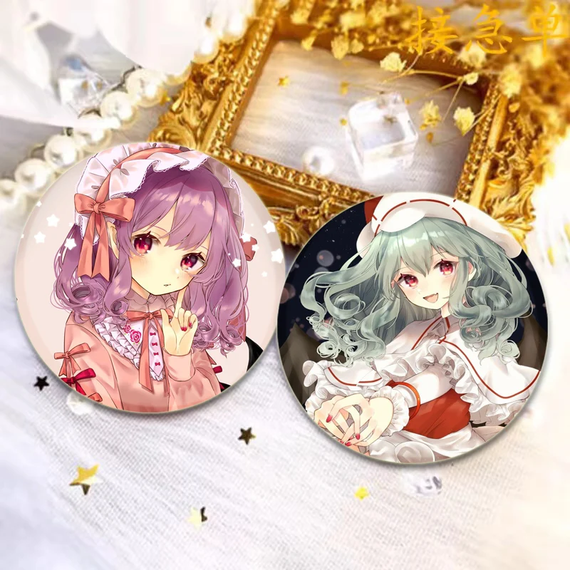 Touhou Project Badge Kosuzu Motoori Sannyo Komakusa Kasen Ibaraki Game Figure Brooch Round HD Print Pins Backpack Gift Accessory