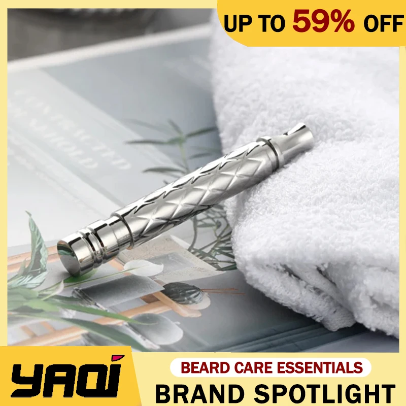 YAQI Harlequin Polished 303 Stainless Steel Men Safety Razor Handle 86MM Length And 12MM Diameter Professional Razor Handle
