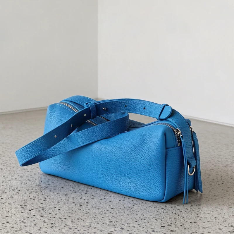 

Casual Leather Grain Double Zipper Pillow Bags For Women Luxury Designer Handbag And Purse 2026 New In Cowhide Underarm Shoulder