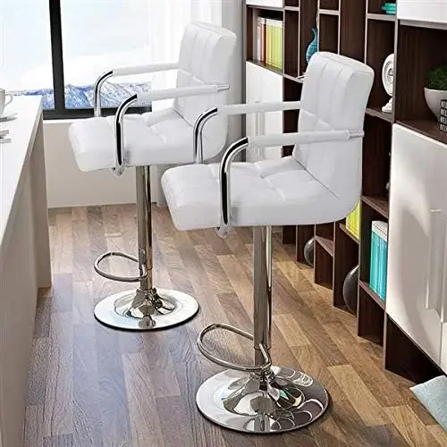 Adjustable Bar Stools Kitchen Counter Bar/Counter Height Stool Chairs PU Leather Hydraulic Swivel