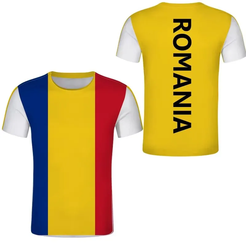 Men's breathable polo shirt, Romania team flag color matching printed fan shirt