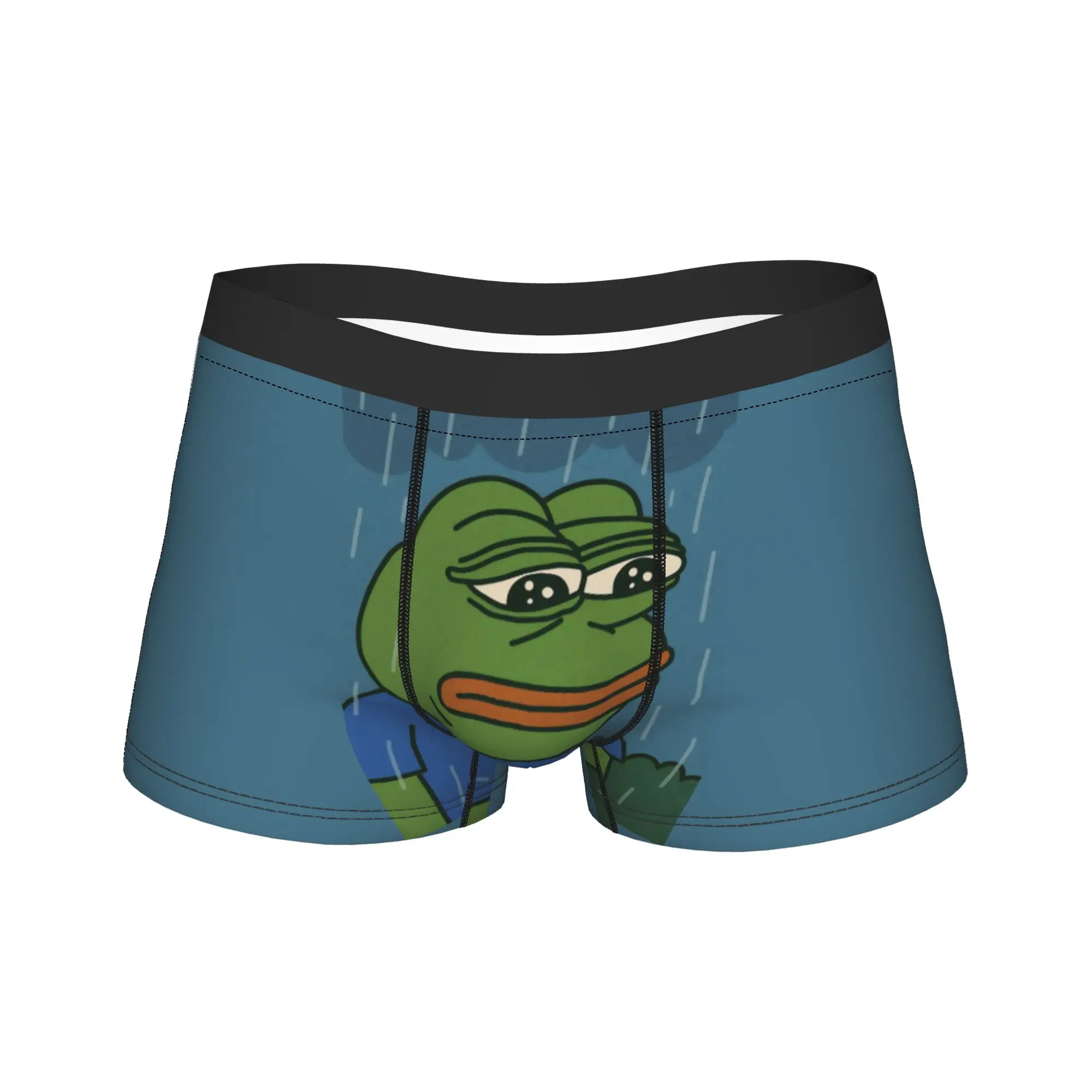 Sad P-Pepe Frog Meme Underwear  Funny Underpants Customs Shorts Briefs For Males Pouch Plus Size Trunk