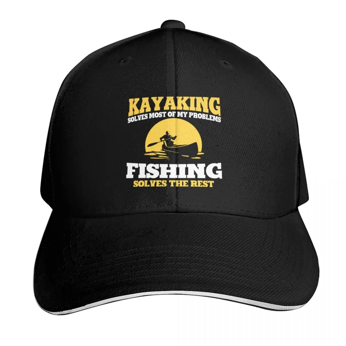 Kayaking solves most of my problems fishing solves the rest Baseball Cap Men Women Casual Summer Sport Sun Cap