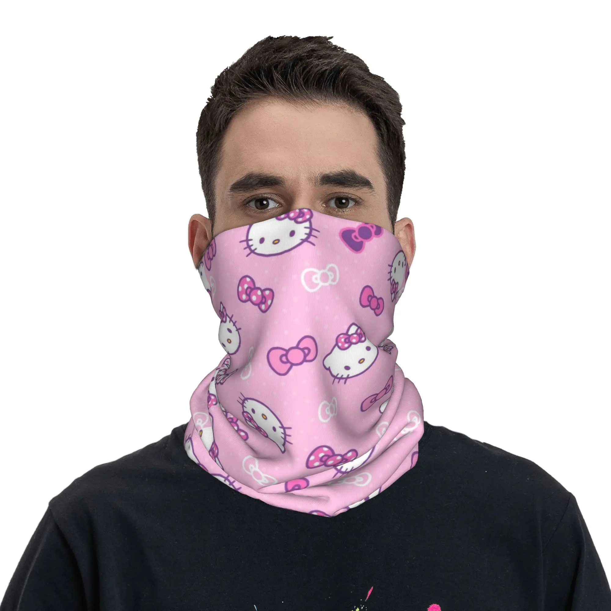 مرحبا كيتي الكرتون لطيف باندانا غطاء الرقبة المطبوعة أقنعة الوجه وشاح متعدد الوظائف ركوب الدراجات الصيد للرجال النساء الكبار #5
