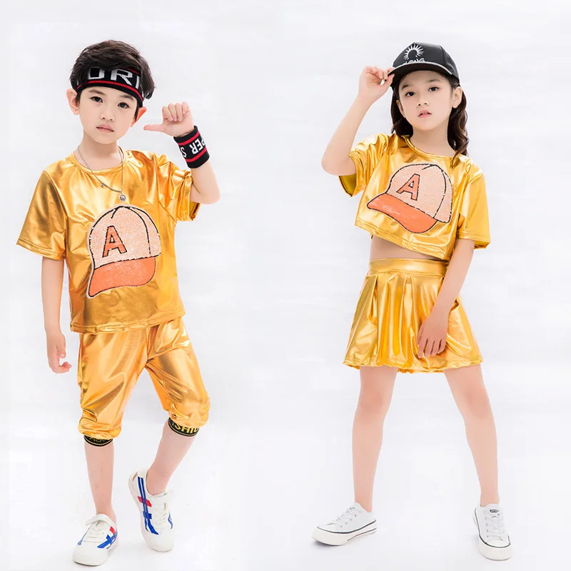 Children\'s Jazz Dance Costume Hip-hop Street Dance Suit Children\'s Day Stage Performance Set Boys and Girls\' Jazz Clothing