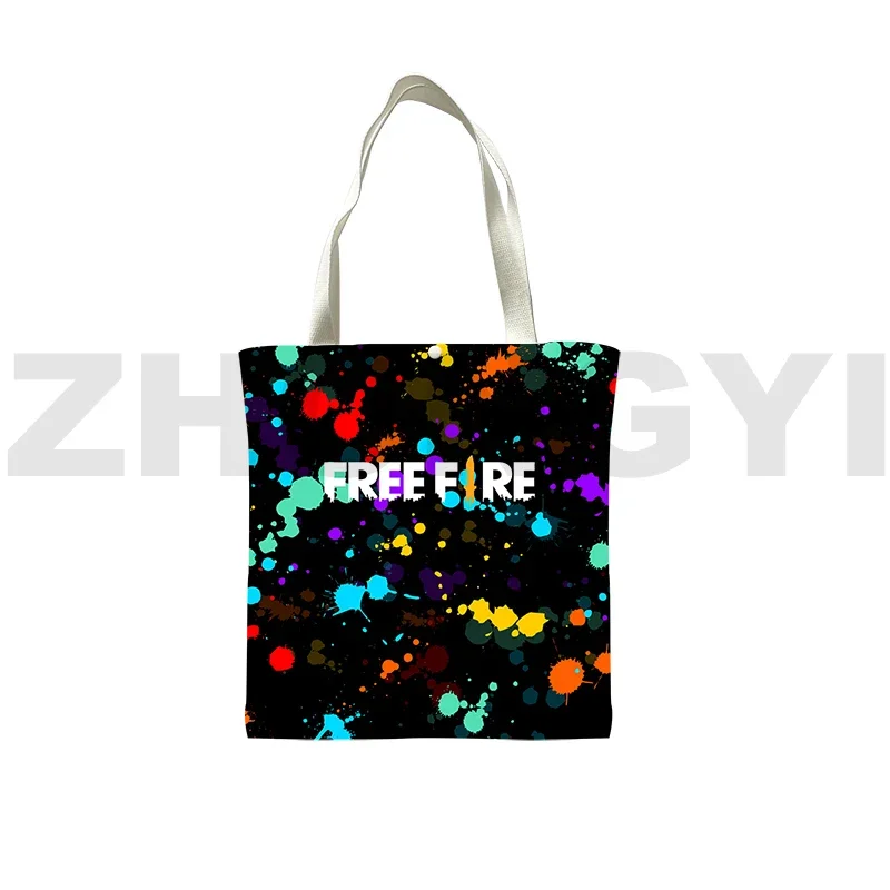 Large Free Fire Garena Anime Tote Bag Portable Shopping Bags Fashion Handbags Men Foldable Canvas Bag Teens Laptop Shoulder Bag