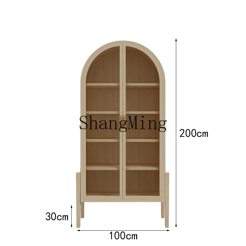 

DHY solid wood locker living room medieval wine cabinet household solid wood with glass door bookcase