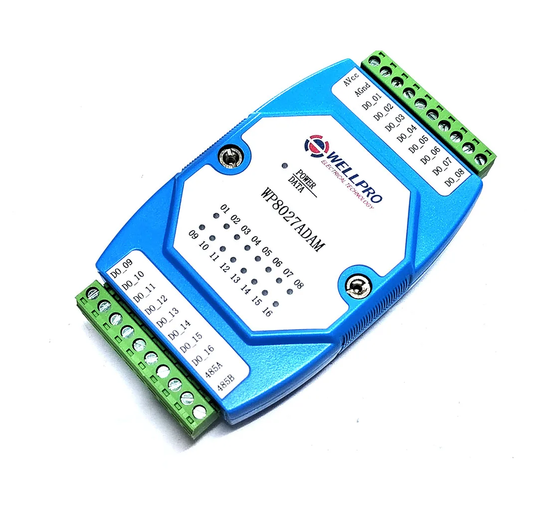 Не RS232! Только RS485 16 каналов цифровых выходов модуль с оптопарой изолированный DO связь MODBUS RTU WP8027ADAM