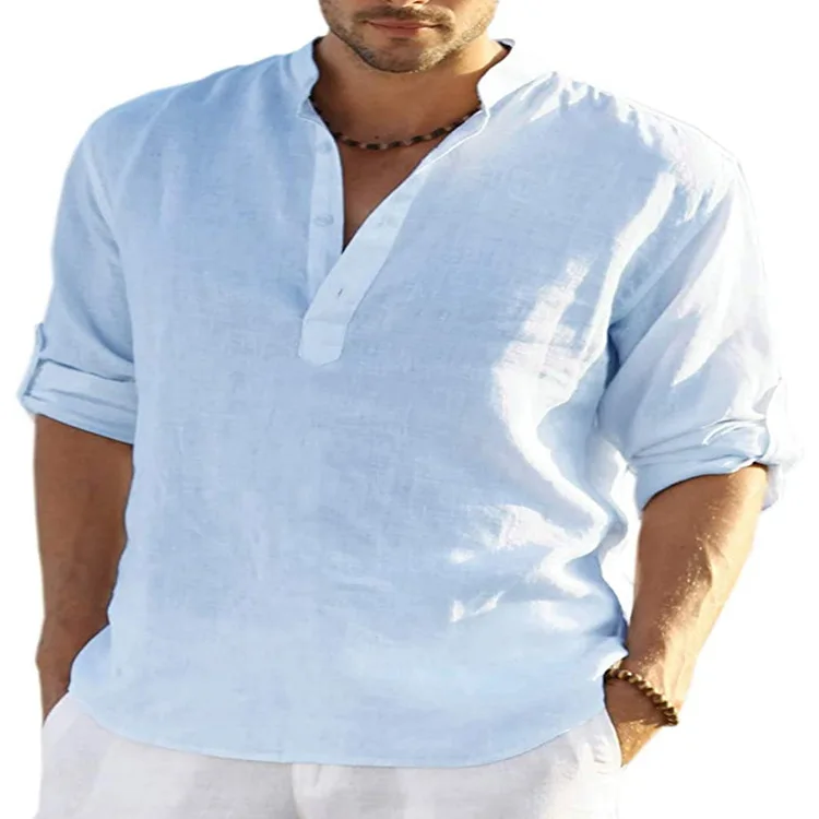 Hot Men Shirts Men's Long Sleeve Cotton Linen Shirt Casual Shirt Oversize Large Size Shirt for Men Beach Style Hawaiian Vacation