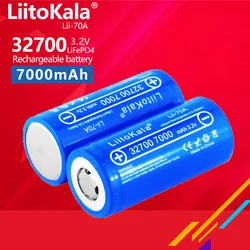 LiitoKala-batería recargable lifepo4, pila de descarga 5C para linterna de energía de respaldo, 1-12 piezas, 3,2 v, 32700, 7000mAh, Lii-70A