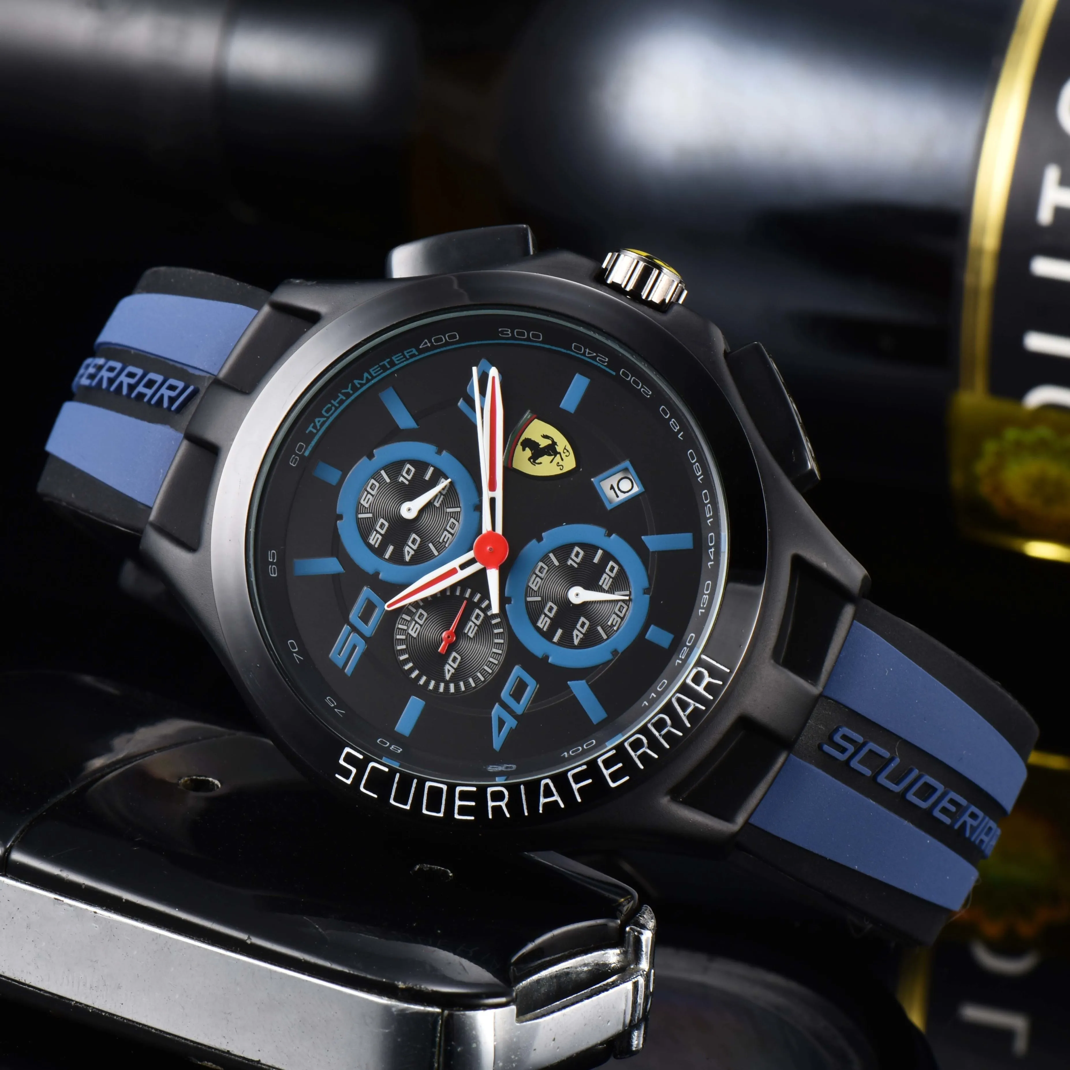 ساعات رجالي عصرية فاخرة كوارتز ساعة اليد سيليكون حزام الأعمال ساعة عادية لفيراري روما 488 بورتوفينو F8 العنكبوت SF90