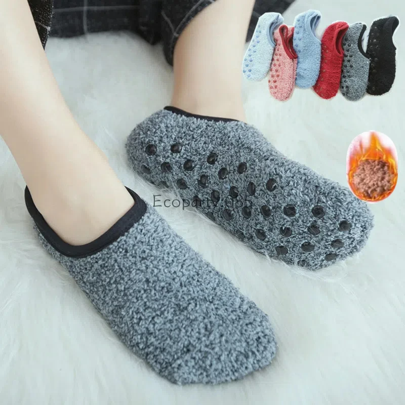 Women Floor Socks Winter Thickened Adult Soft Bottom Slippers Socks Yoga Early Learning Thick Warm Indoor Home Anti-slip Socks