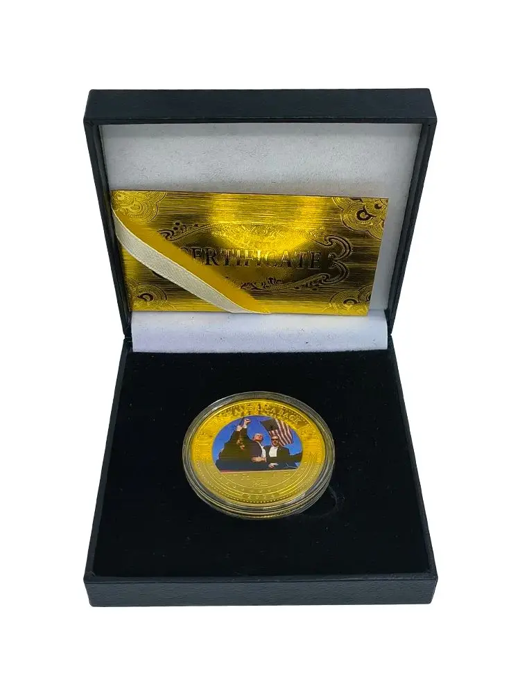 2024 Donald J. Trump Re-elect Gold Plated Challenge Coin 5pcs/set in Gift Box US 47th President Support Medal Festival Gift