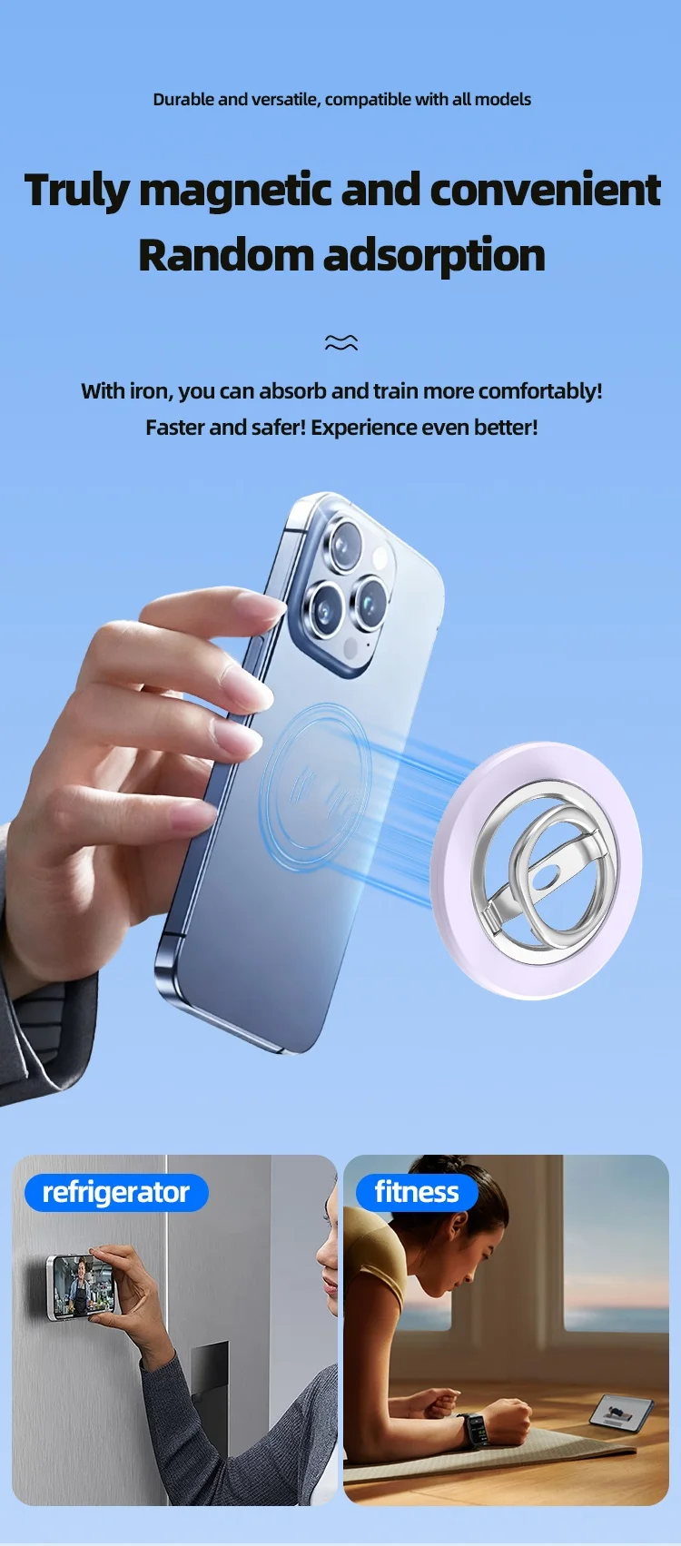360 ° Magnetischer Telefonring-Halter für MagSafe, Magnetischer Ständer für iPhone 15 14 13 12 Pro Max, Fingerring-Halterung – Detail 7