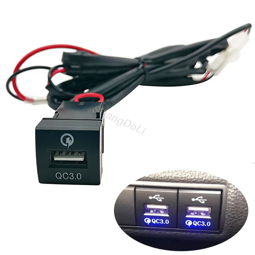 

Автомобильный одинарный зарядный адаптер с интерфейсом USB QC3.0 для Toyota Prado, RAV4, Camry, Corolla 18-22
