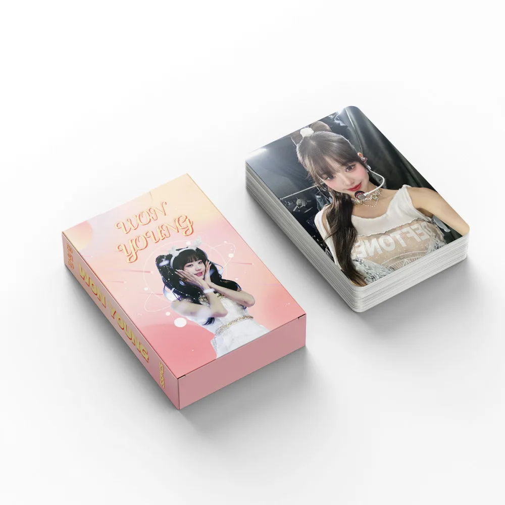 55Pcs/Set KPOP Wonyoung Boxed Two Sides Lomo Cards Fashion Ins Magazine Concert Stage Selfie Photocards Fans Collection Gifts