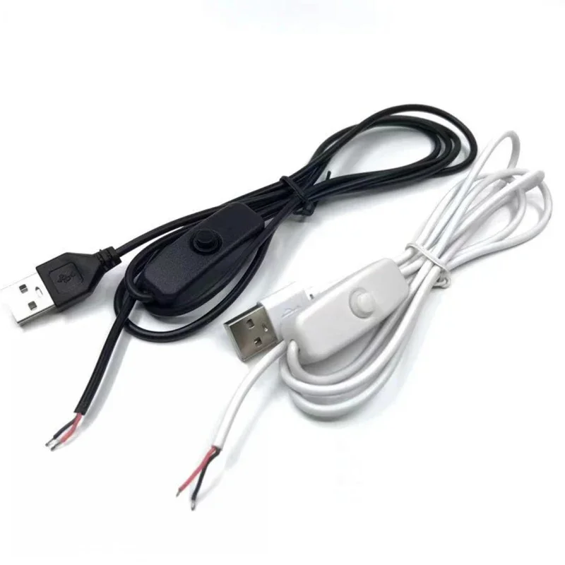 1PCS LED Strip USB Connector Cable Extension 2 Pin Power Supply Wire On/Off Switch Electrical 5V Wire For LED Lighting