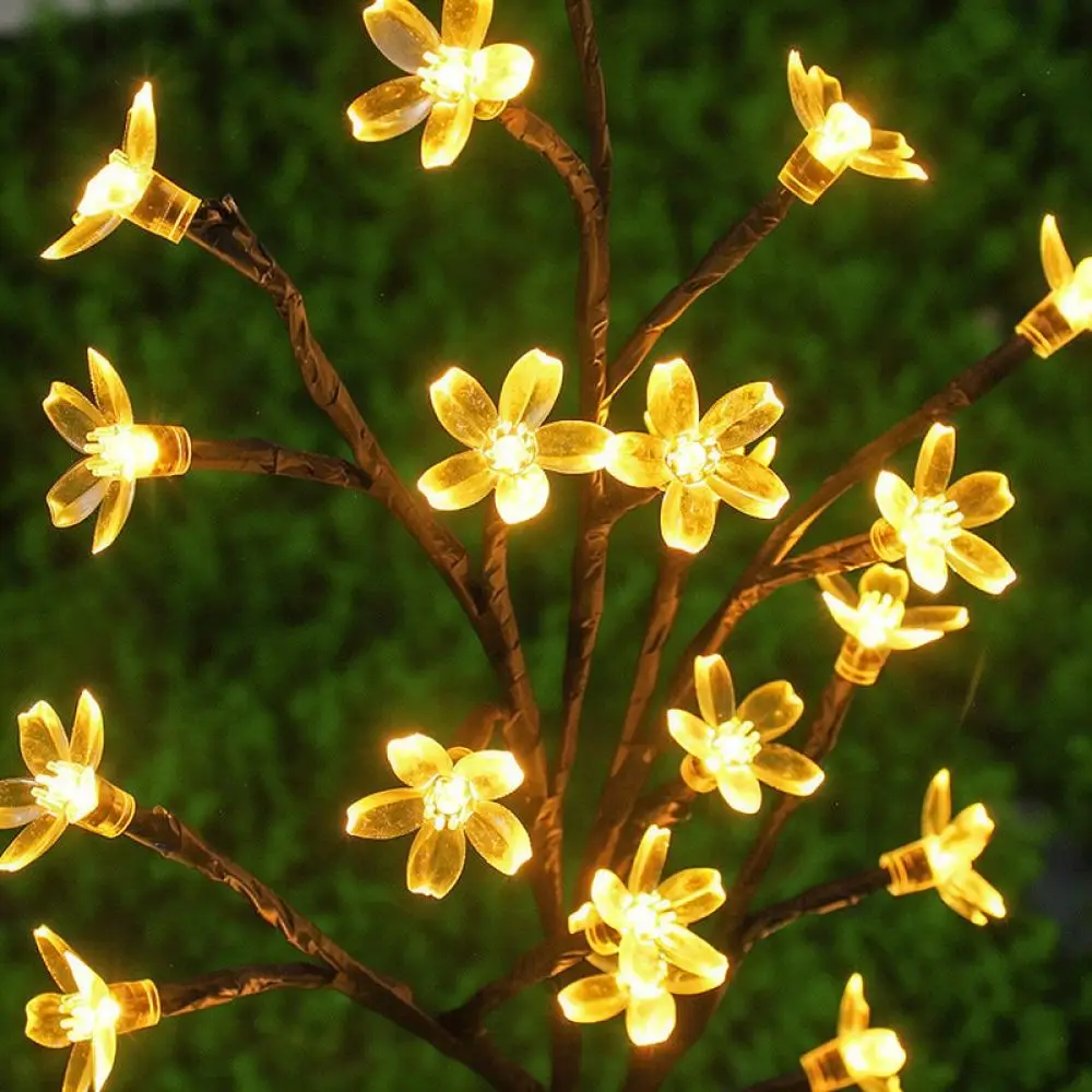 Outdoor Solar Garden Stake Light Cherry Blossom Branch Lamp Waterproof Pathway Yard Decoration For Wedding Christmas Event