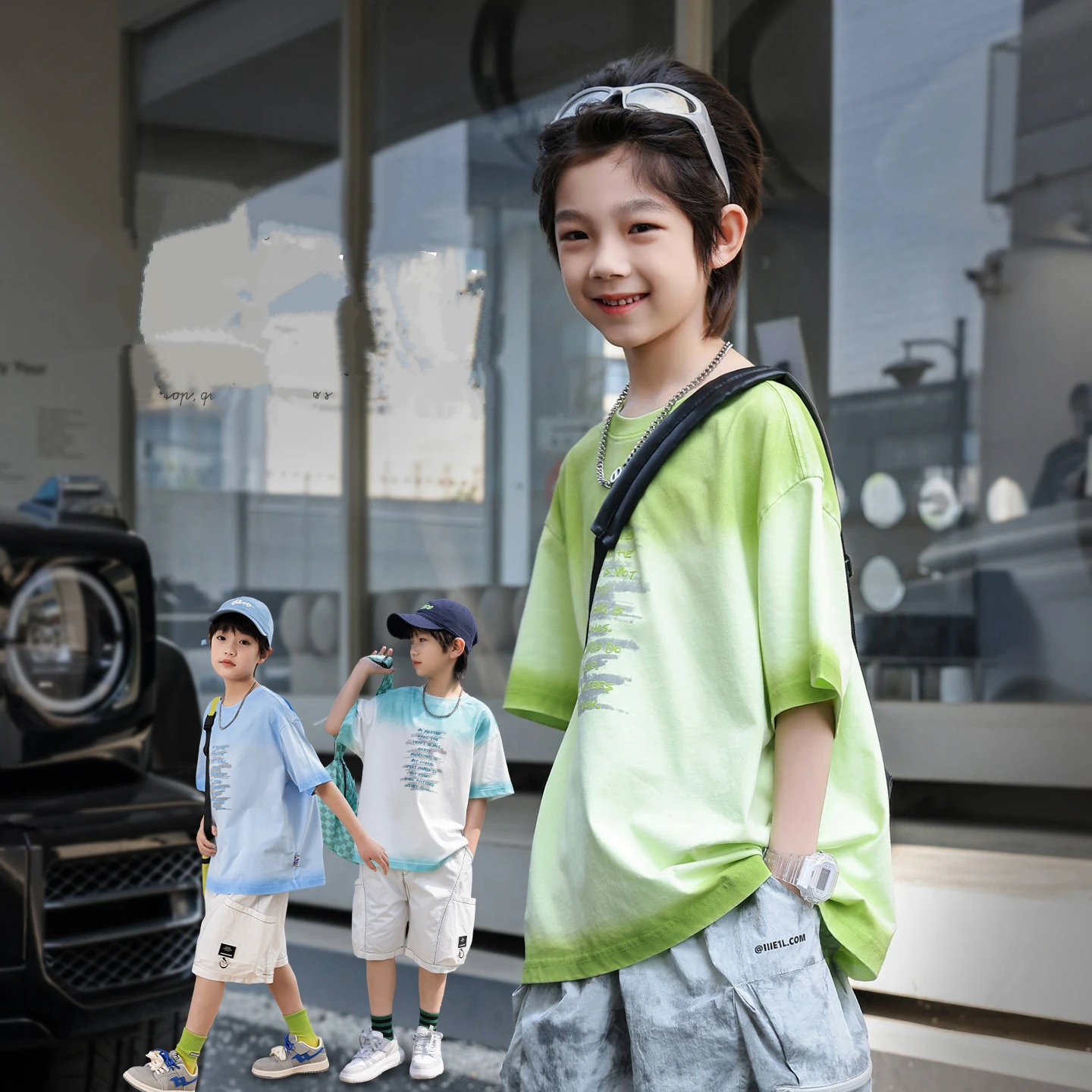 

Summer Boys Cotton T-shirt High Quality Breathable Tee Top Gradient Printed Children's Clothing High Street Kids Clothes Tshirt