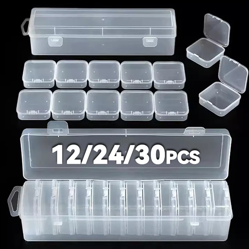 

12/24/30pcs in 1 Set Beaded Jewlery Storage Boxes Transparent-bead Plastic Storage Box Desktop Bead-Making Separate Packaging