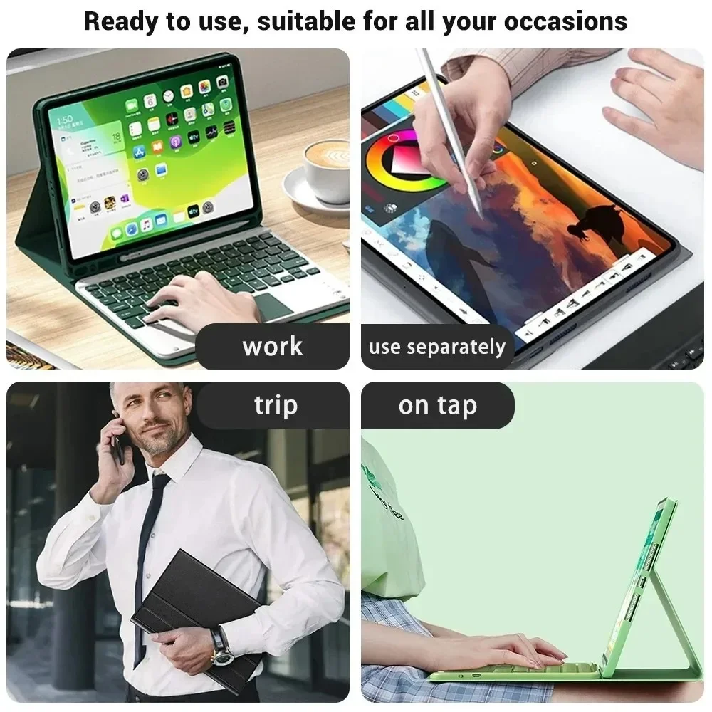 For iPad 2024 Air 11 Inch with Pen Slot for IPad Air4 5 10.2 7 8 9th Pro 10.5 Air3 10th Foldable Tablet Case Separation Keyboard