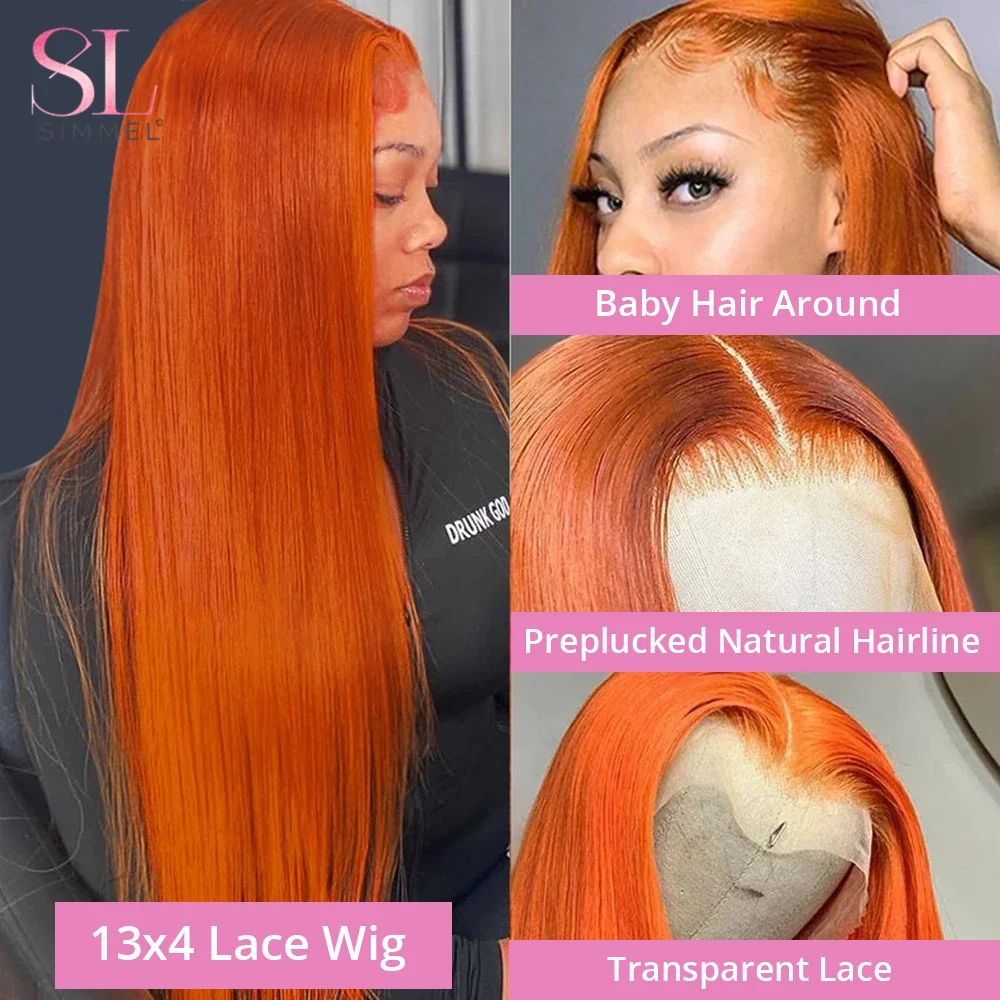 Ginger Orange Lace Front Wig 13x4 Lace Frontal Wig Colored Human Hair Wigs HD Lace Frontal Wig Colored Wigs For Black Women