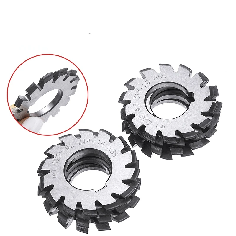 8PCS M0.4/M0.5/M0.6/M0.7/M0.8/M1/M1.25/M1.5/M2/M3/M4 Modulus PA20 Degrees NO.1-NO.8 HSS Gear Milling Cutter Gear Cutting Tools