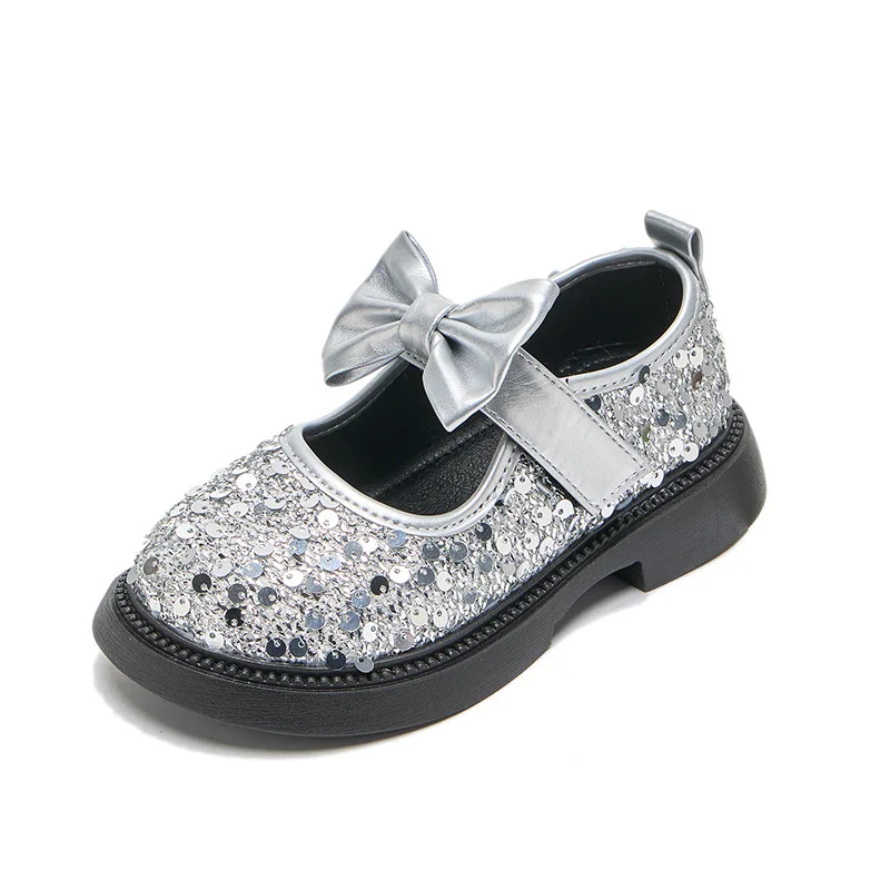 Girls Dress Shoes Princess Shoes Fashion Glitter Bow Girls Flats Party Wedding Toddler Little Big Kid Party 2026 New