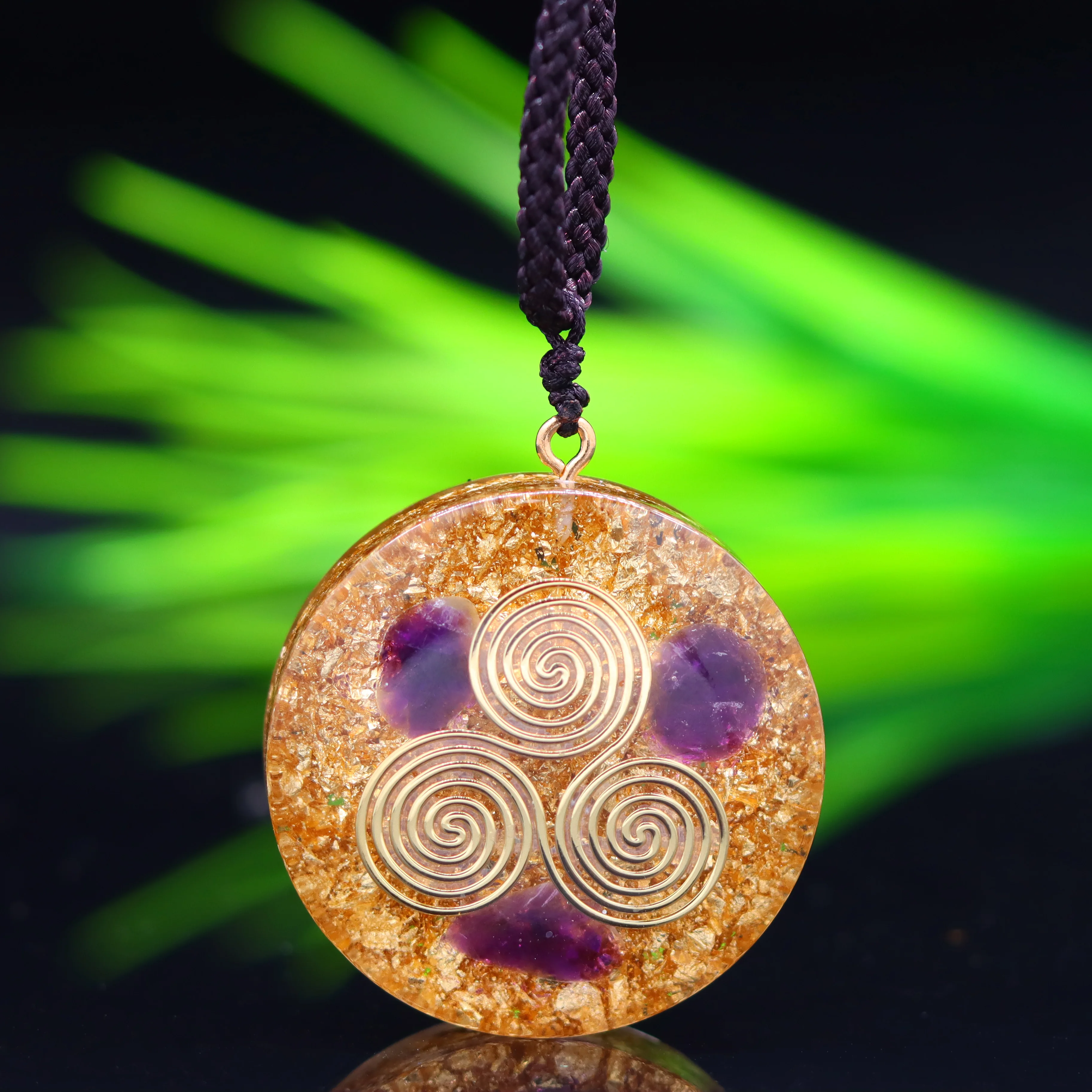 

Orgonite pendant Natural Amethyst crystals gravel pendant seven chakra energy healing crystals chakra necklace