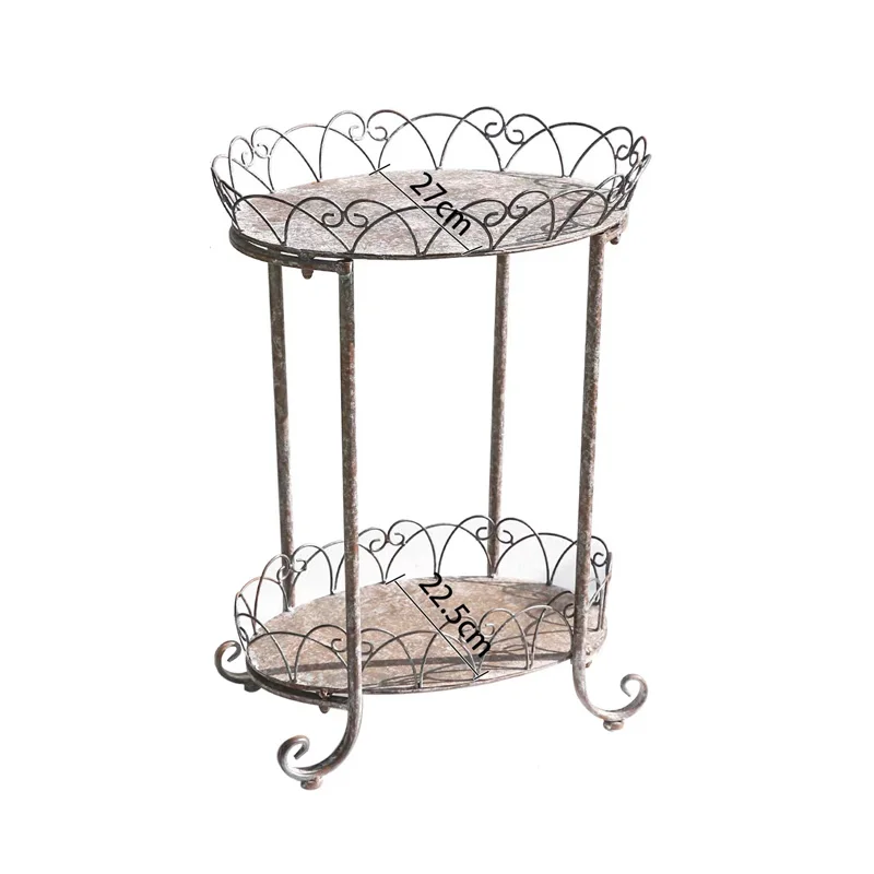 support-d'etagere-ovale-a-2-niveaux-en-fer-vintage-avec-design-a-defilement-support-de-rangement-en-metal-rustique-42x39x58cm-assemblage-amovible