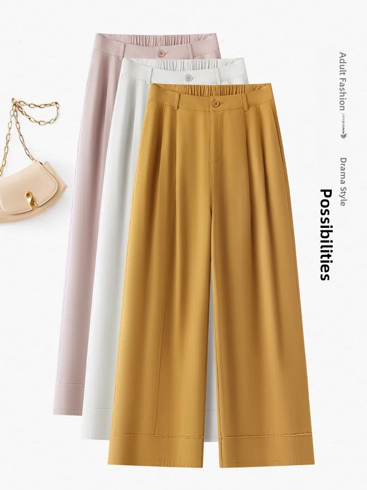 

Женские летние джинсы с высокой талией и широкими штанинами, тонкие, свободного кроя, повседневные, прямые, из тонкого хлопка, с эффектом похудения