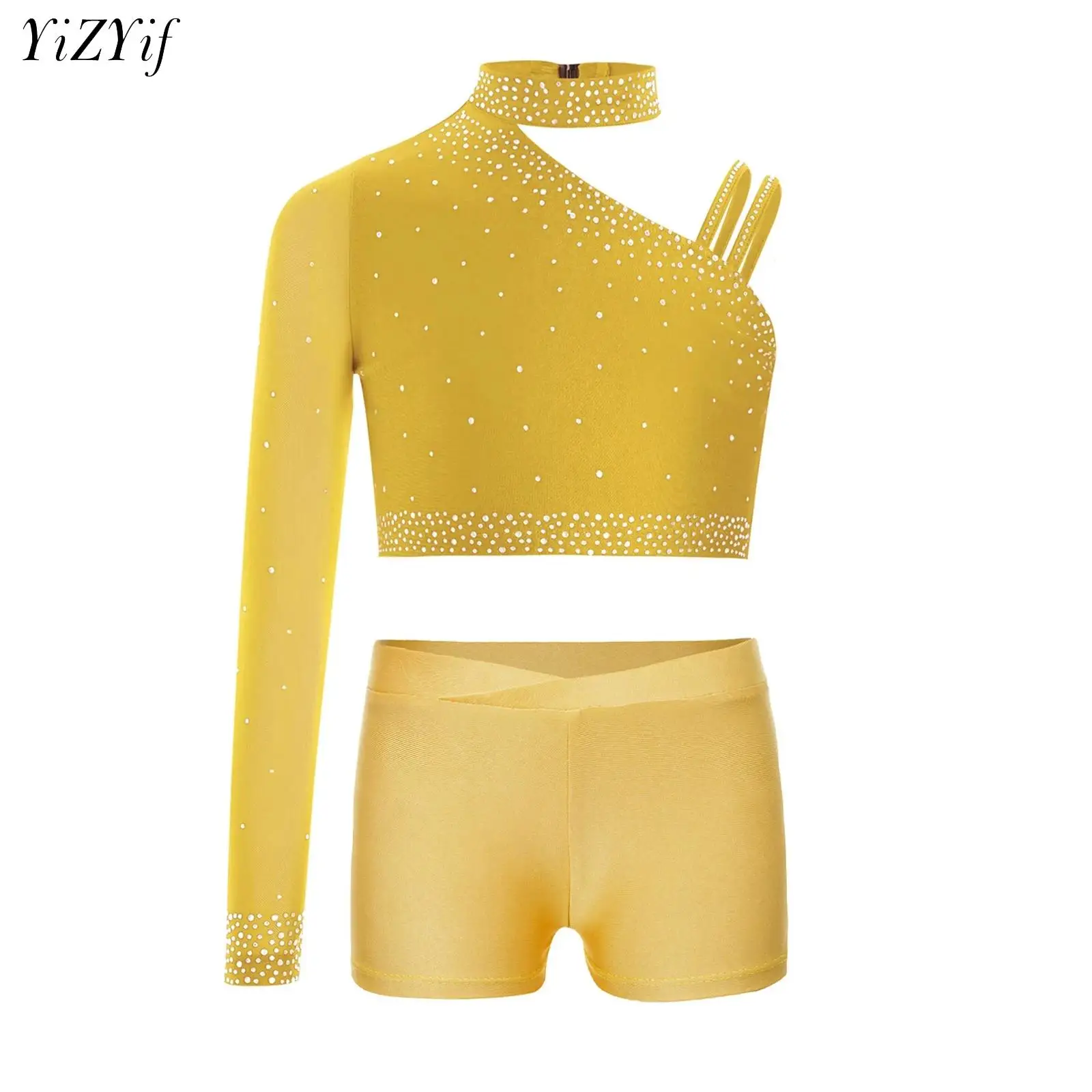 

Kids Girls Practice Costume Ballet Dance Crop Top with Booty Shorts Set Gymnastics Dancewear Running Gym Workout Yoga Outfits