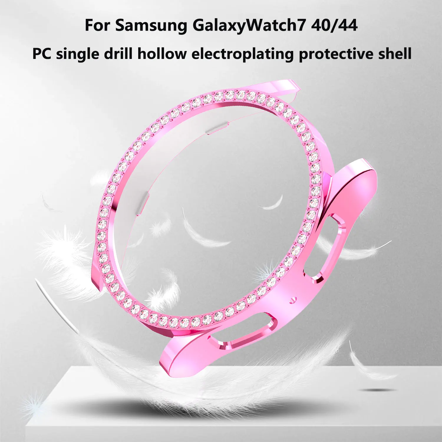 Luxury single diamond case for Samsung Galaxy Wacth7 44mm protective case PC hollowed out case for Galaxy Wacth4 5 6 40/44mm