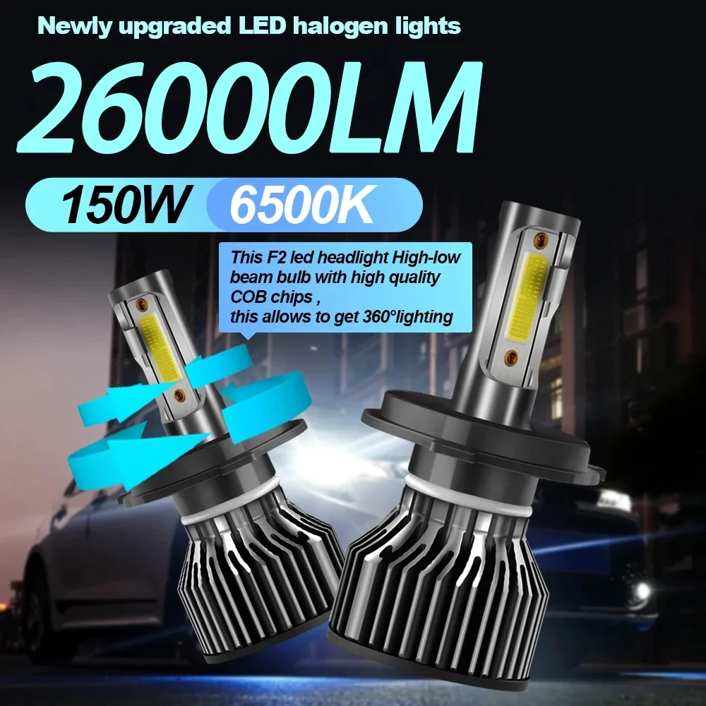 150W Canbus LED Car Headlight Bulbs 26000LM Front Lights 6500K H4 H7 H11 9005 HB3 9006 HB4 Fog Lamps 12V Turbo Auto Headlamps