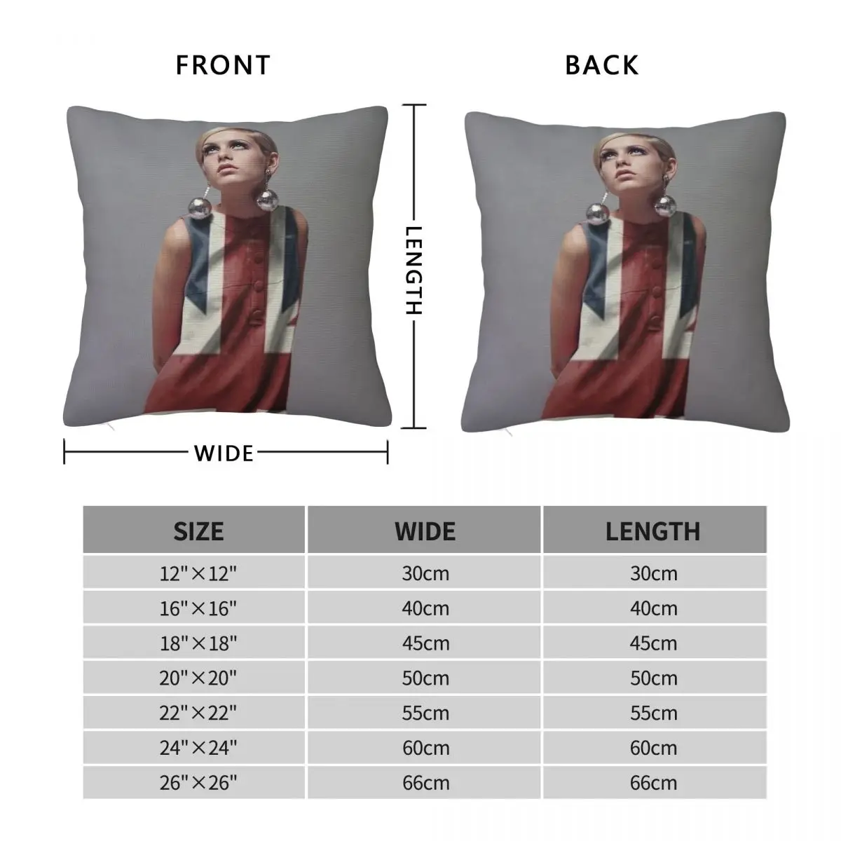 Twiggy Union Jack Square Pillowcase Polyester Linen Velvet Pattern Zip Decor Pillow Case Car Cushion Cover