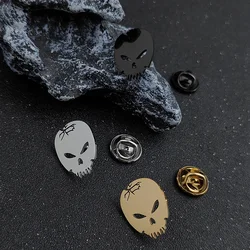 Classic Skull Symbol Brooches for Men Punk Stainless Steel Danger Sign Badge Pin Brooch Hip Hop Rock Party Accessories