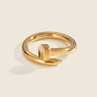 Minimalism Mini Cute Nail Ring for Women Stainless Steel Gold Silver Color Waterproof Charm Jewlry Wholesale