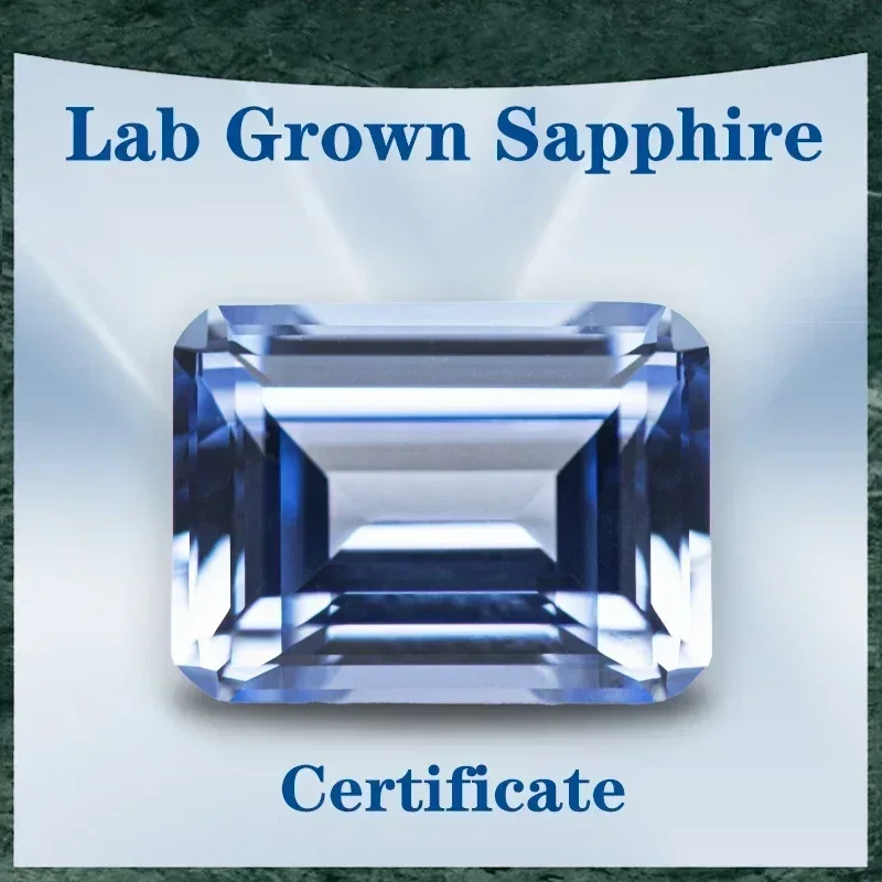 

Lab Grown Sapphire Cornflower Color Emerald Cut VVS1 Selectable AGL Certificate Gemstone Charms Bead DIY Jewelry Making Material