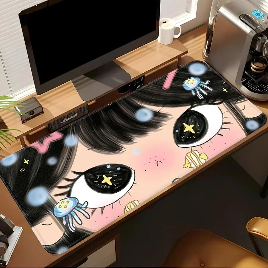 

Коврик для мыши с рисунком милой девушки, противоскользящий, аксессуары для стола, коврик для игровой консоли, коврик для компьютера, ноутбука, коврик для клавиатуры и мыши, офисный коврик