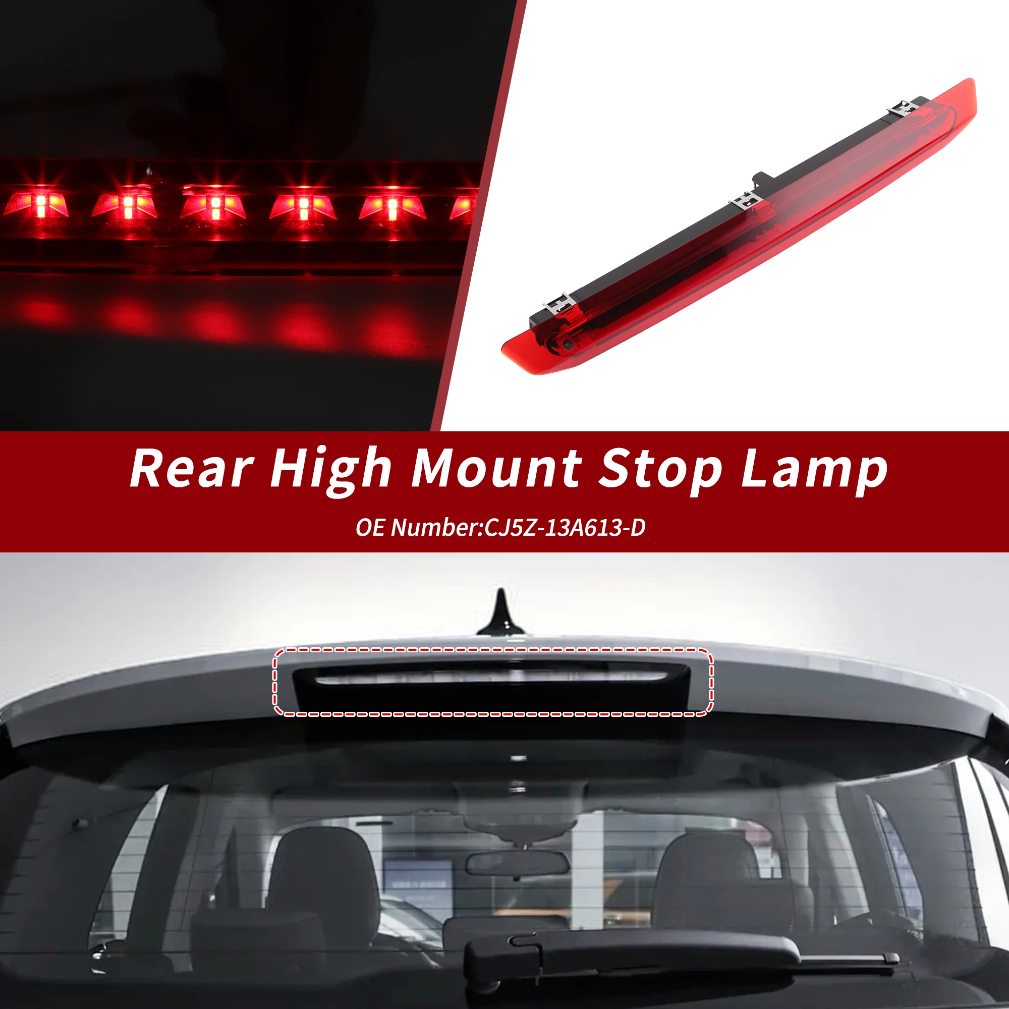 UXCELL High Mounted LED Third Brake Light for Ford Escape 2013-2019 CJ5Z-13A613-D